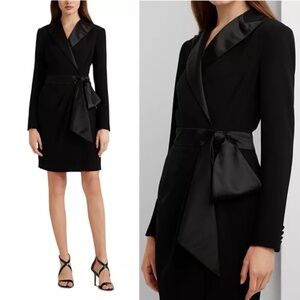 NWT Lauren Ralph Lauren Tuxedo Faux Wrap Cocktail Dress Sz 8